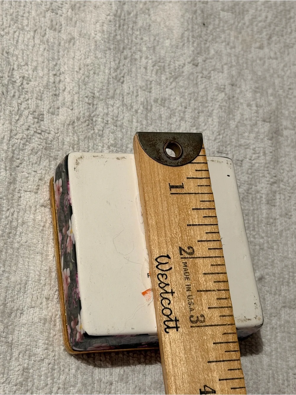 Anthropologie Floral 'E' Trinket Box in White, Black, Pink and Gold